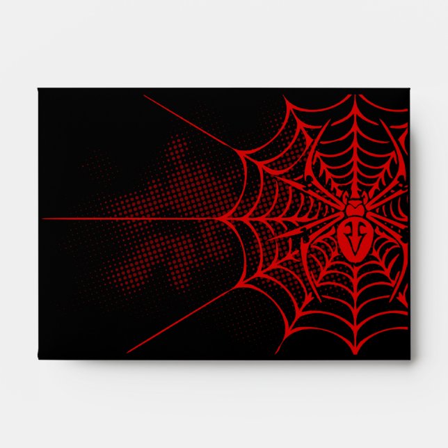 Enveloppes A6 Spider Web Black et Red Halloween (Devant)
