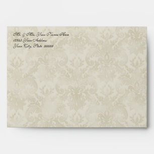 Enveloppes A7 Black n Cream Fleur de Lis Mariage damassé