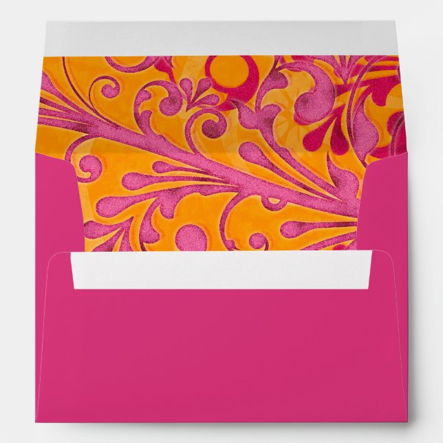 Enveloppes A-7 de Mariage Floral rose et orange (Dos (Bas))