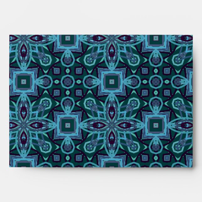 Enveloppes Abstrait Motif Floral Art Blue (Devant)