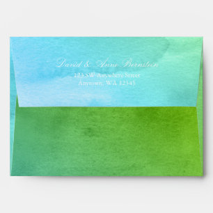 Enveloppes Adresse de retour A7 d'aquarelle turquoise et