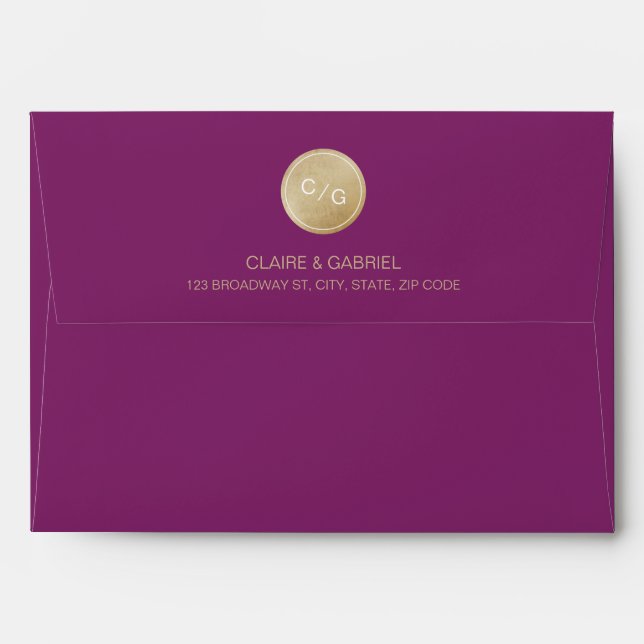 Enveloppes Adresse de retour monogramme moderne minimaliste d (Dos (Haut rabat))