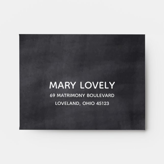 Enveloppes Adresse de retour RSVP de mariage de tableau noir (Devant)