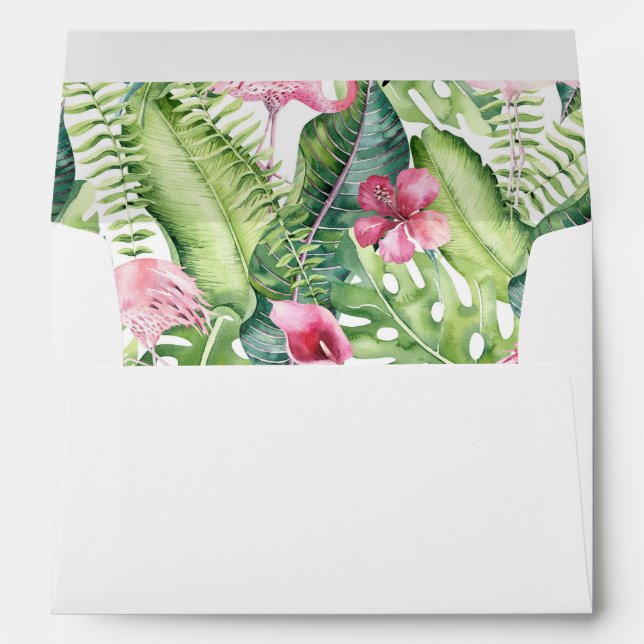 Enveloppes Aloha Flamant rose Plage tropicale Mariage (Dos (Bas))