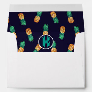 Enveloppes Ananas Sur La Marine  Monogramme