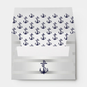 Enveloppes Ancre Blu Marine Nautique Argent Wha A6 6x4