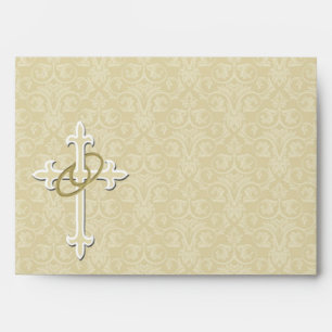 Enveloppes Anneaux d'or avec croix, Élégant amour chrétien