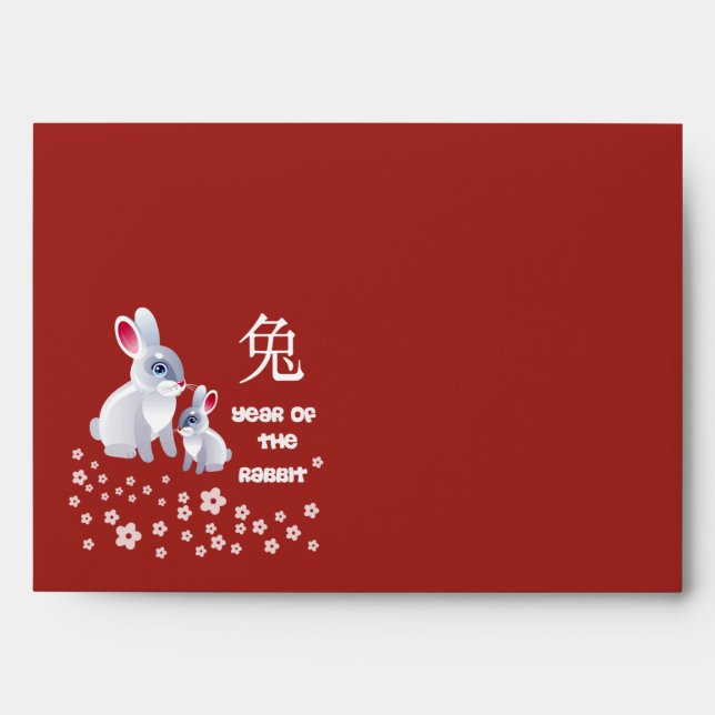 Enveloppes Année chinoise du lapin. Bonnets mignons (Devant)
