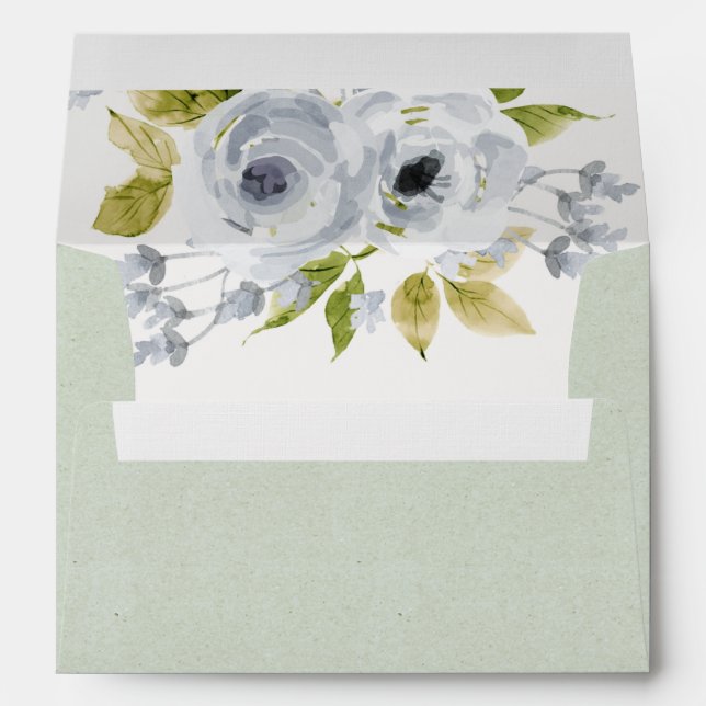 ENVELOPPES AQUA DOUX COULEUR D'EAU BLEU MONOGRAMME FLORAL (Dos (Bas))