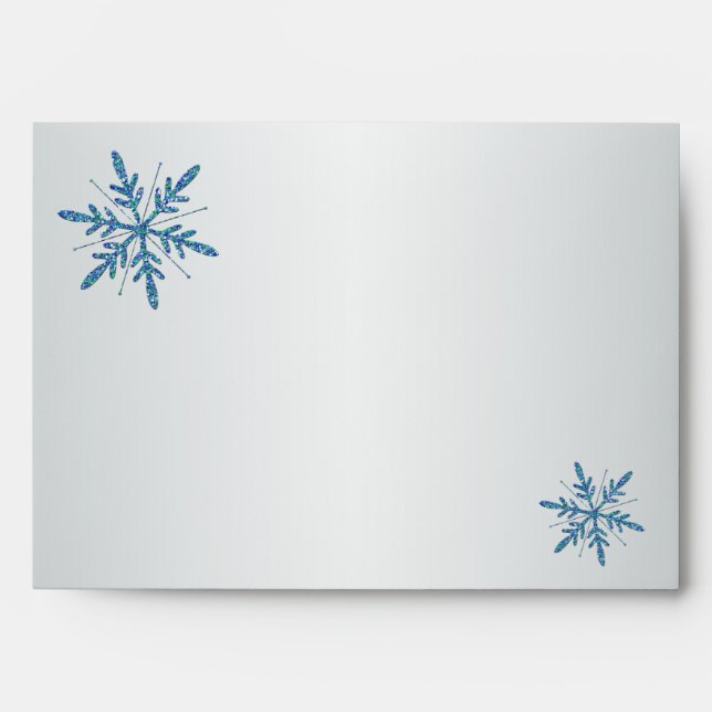 Enveloppes Aqua, Silver, Blue Snowflake A7 Retour Adresse (Devant)