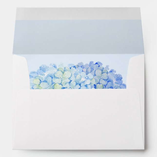 Enveloppes Aquarelle Blue Hydrangea (Dos (Bas))