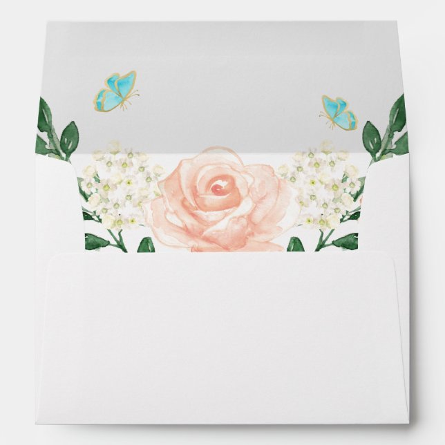 Enveloppes Aquarelle Blush Peach Floral pour invitation 5x7 (Dos (Bas))