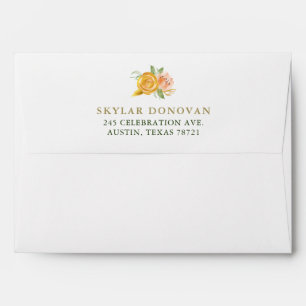 Enveloppes Aquarelle d'or florale sur le blanc
