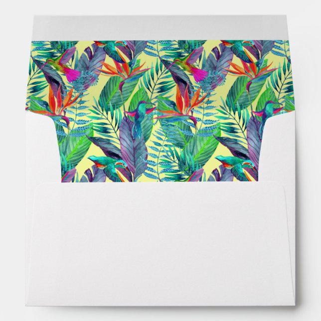 Enveloppes Aquarelle Humminbirds dans la jungle (Dos (Bas))