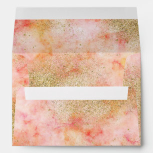 Enveloppes Aquarelle rose Peachy Parties scintillant Gold Fau