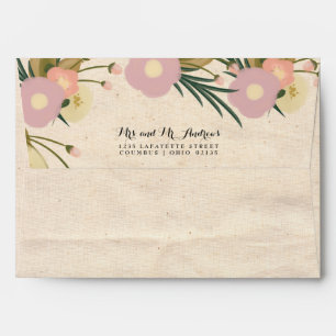 Enveloppes Aquarelle rustique toile florale Mariage personnal