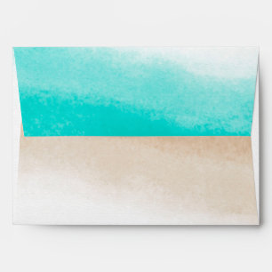 Enveloppes Aquarelle Turquoise & Tan Elegant Beach Invitation