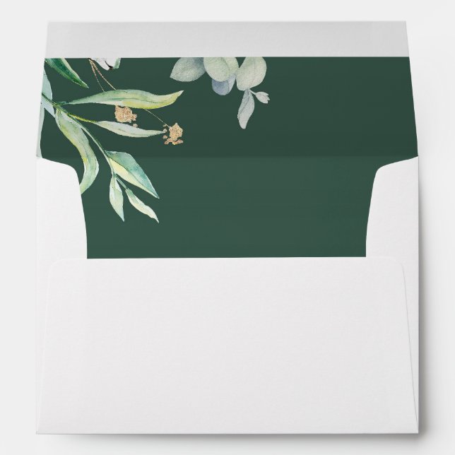 Enveloppes Aquarelle Verdure et Mariage or (Dos (Bas))
