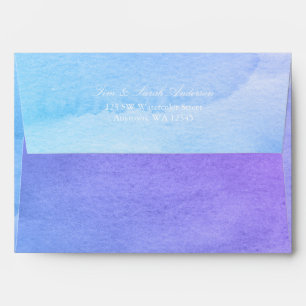 Enveloppes Aquarelle violette et Turquoise Adresse de retour