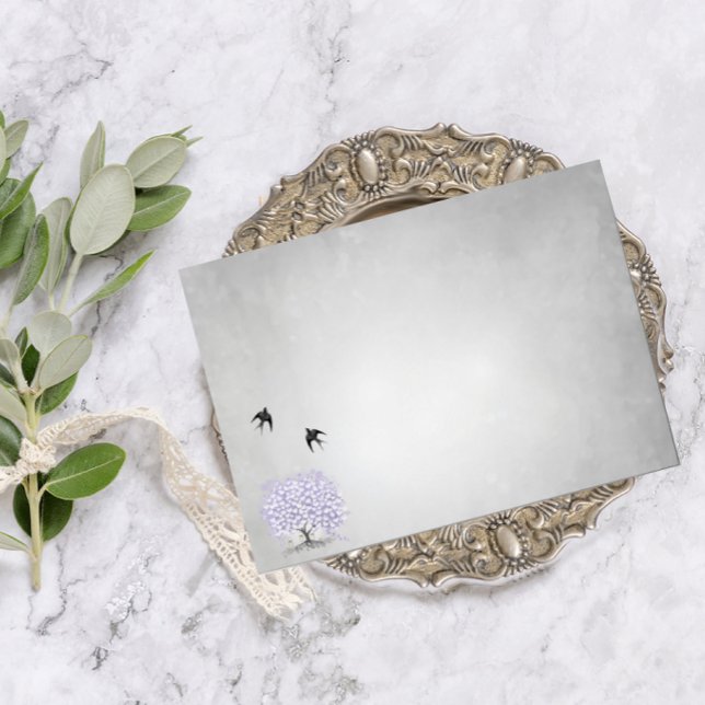 Enveloppes Arbre de lavande à feuilles en cœur Mariage oiseau (Créateur téléchargé)