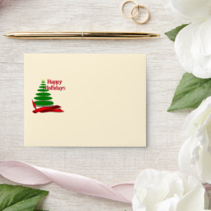 Enveloppes Arbre de Noël avec ruban rouge