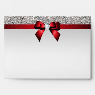 Enveloppes Arc rouge de diamants argentés de paillettes de