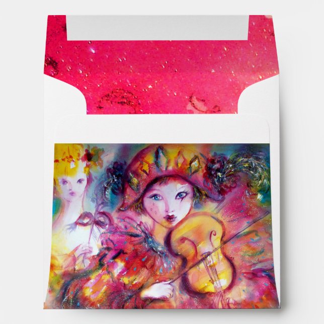 Enveloppes ARLECCHINO ET COLOMBINA rouge vif rouge (Dos (Bas))