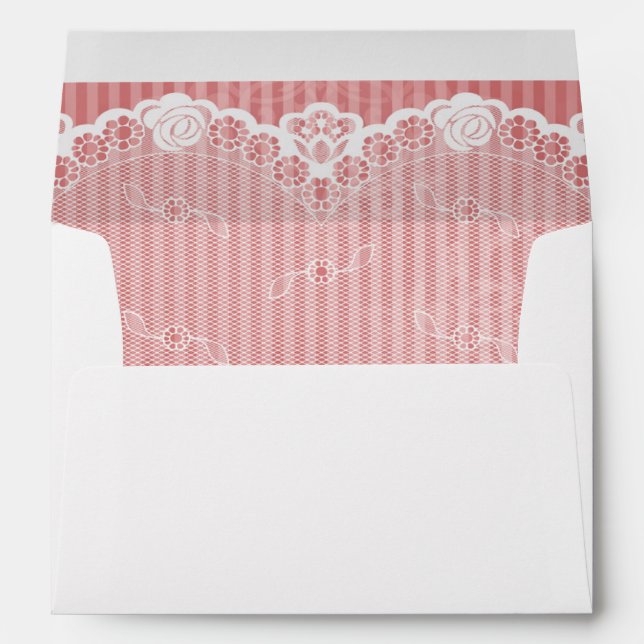 Enveloppes Arrière - plan rose et blanc avec dentelle noire (Dos (Bas))