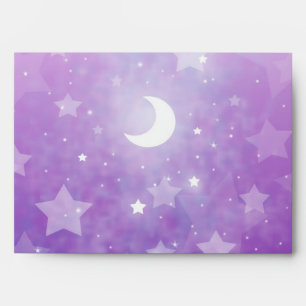 Enveloppes Art céleste fantaisiste violet étoiles et lune