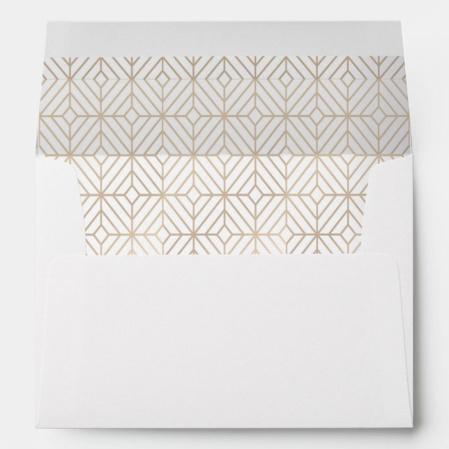 Enveloppes Art Déco en feuilles blanches et dorées (Dos (Bas))