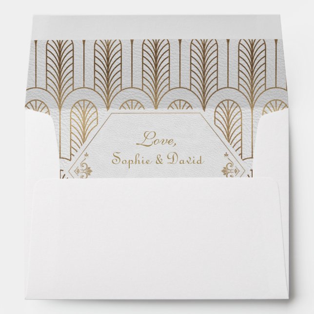 Enveloppes Art Déco Great Gatsby White Gold Mariage (Dos (Bas))
