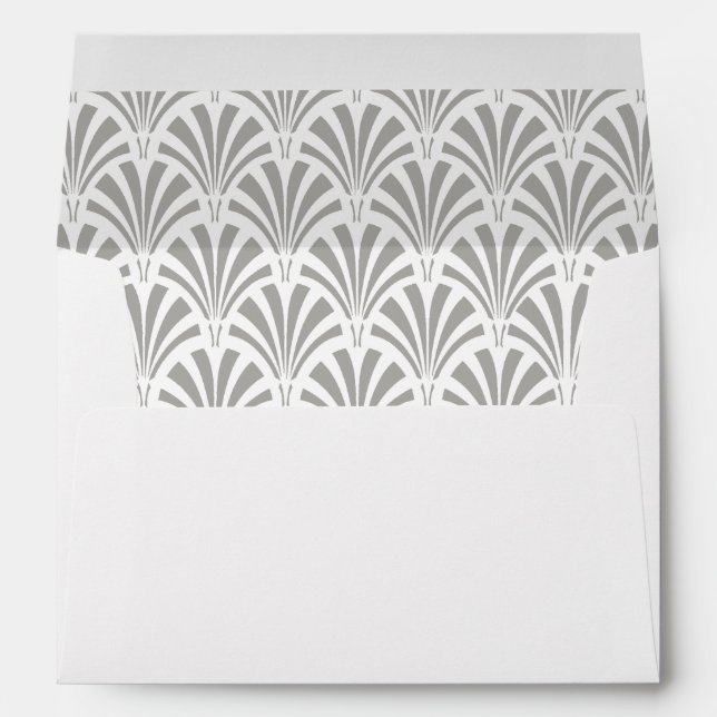 Enveloppes Art déco moderne | Mariage gris et blanc (Dos (Bas))