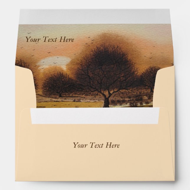 Enveloppes art original de l'automne soleil couchant bois Pay (Dos (Bas))