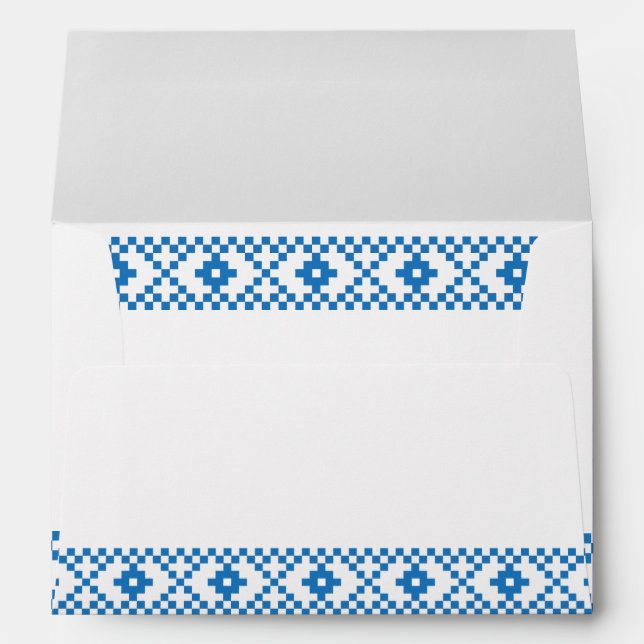 Enveloppes Art populaire ethnique letton bleu et blanc (Dos (Bas))