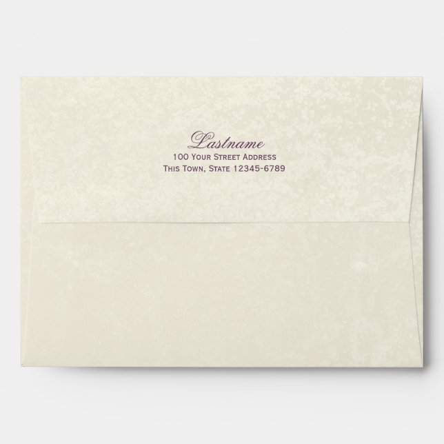 Enveloppes Aubergine et ivoire (Dos (Haut rabat))