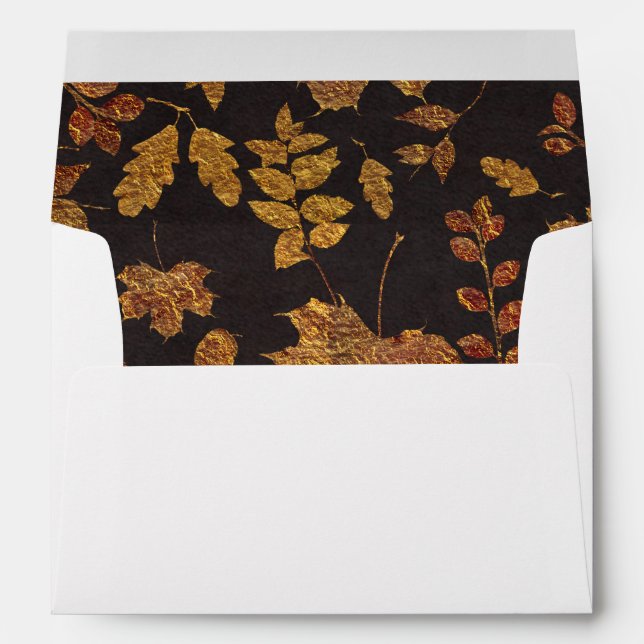 Enveloppes Automne Rustique Golden Feuilles Élégant mariage (Dos (Bas))