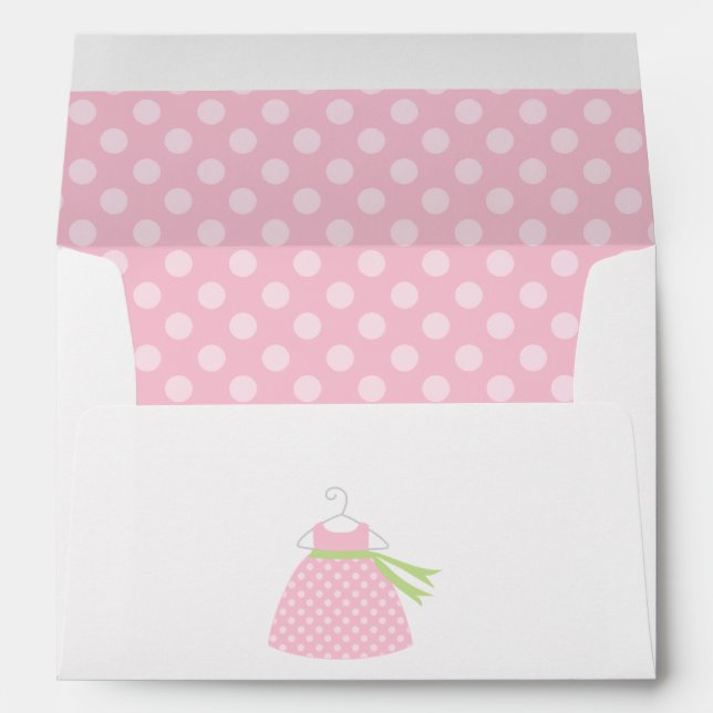 Enveloppes Baby shower de robe de bébé rose (Dos (Bas))