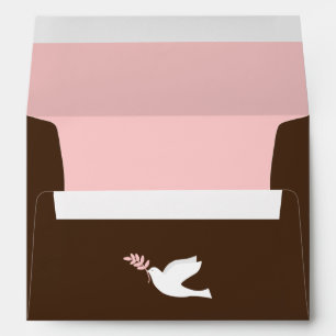 Enveloppes Baptême de colombe rose