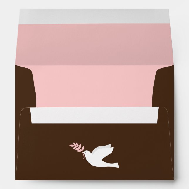 Enveloppes Baptême de colombe rose (Dos (Bas))