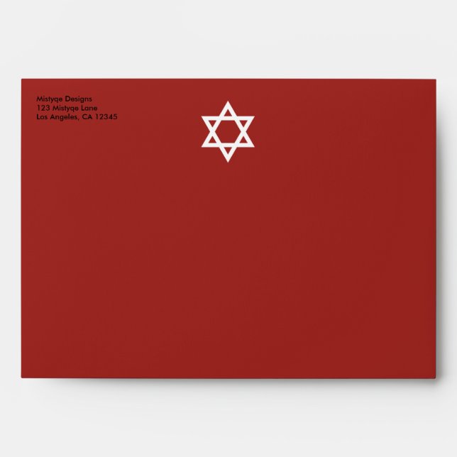 Enveloppes Bar étoilé/Enveloppe rouge Bat mitzvah (Devant)