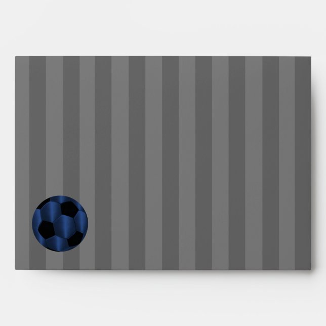 Enveloppes Bar Mitzvah Navy Blue et Black Soccer Ball (Devant)
