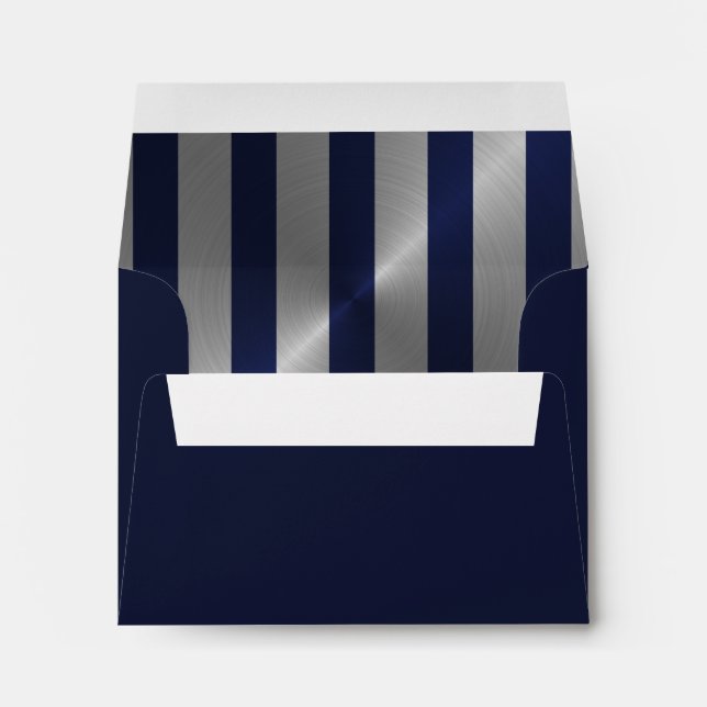 Enveloppes Bar Mitzvah Navy et Silver Stripe Star de David (Dos (Bas))