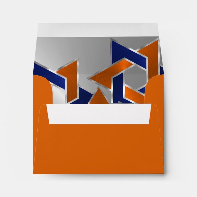 Enveloppes Bar Mitzvah Silver Blue Orange Star de David 2 (Dos (Bas))