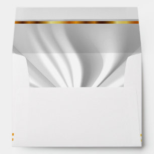 Enveloppes Barres blanches rayées Acccents de satin et d'or