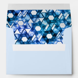 Enveloppes Bat mitzvah Blue Medley Aquarelle Star Damask