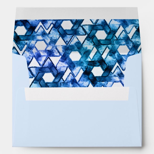 Enveloppes Bat mitzvah Blue Medley Aquarelle Star Damask (Dos (Bas))