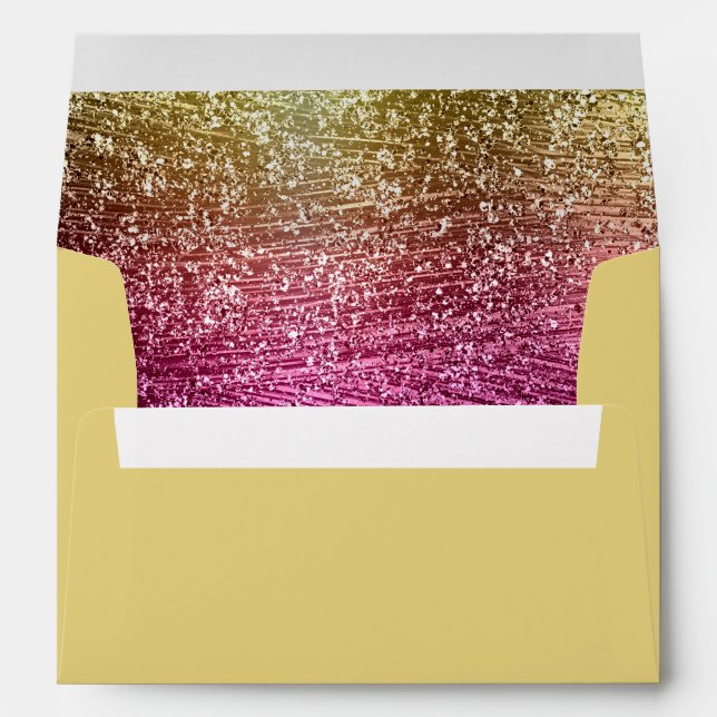 Enveloppes Bat mitzvah Magenta Pink et Gold Glittery (Dos (Bas))