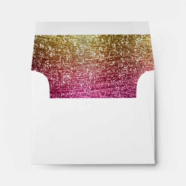 Enveloppes Bat mitzvah Magenta Pink et Gold Glittery (Dos (Bas))