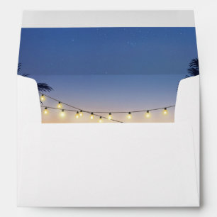 Enveloppes Beach Sunset Palm Tree String Lights 5x7 Invite