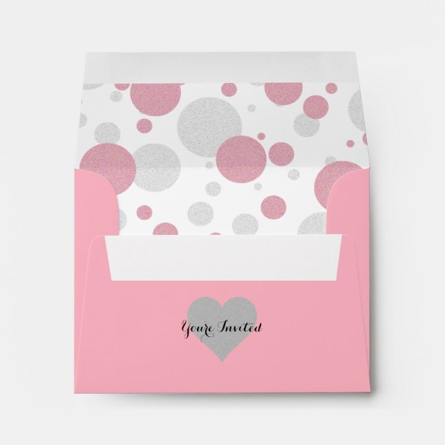 Enveloppes BÉBÉ & CO Argent et Pois filles roses (Dos (Bas))